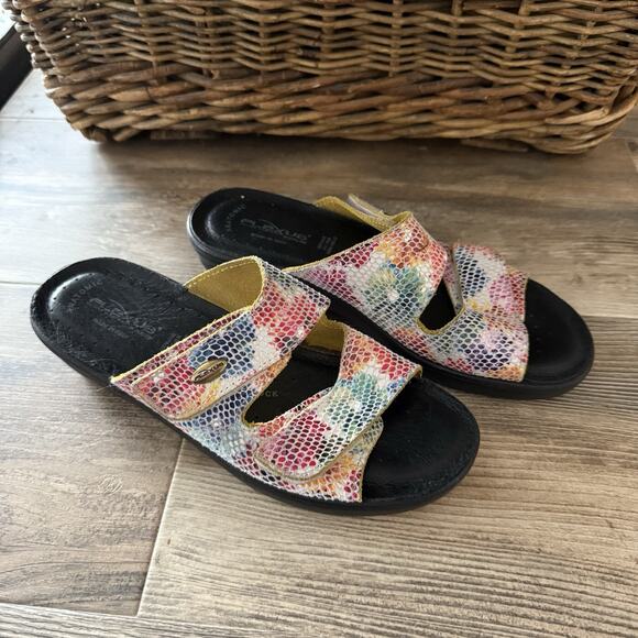 Flexus Women’s Multicolor Leather Comfort Slide Sandals Size 37 EU / 6.5 US - Picture 2 of 8
